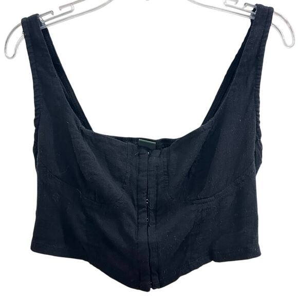 Wild Fable Soft Corset Crop Top w Front Close Hook & Eye Black EUC Small - Picture 1 of 5